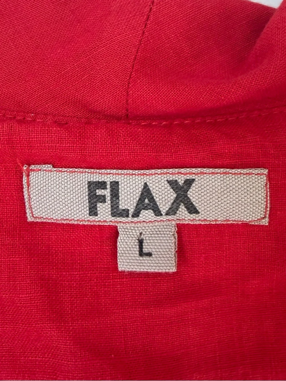 FLAX Red Linen One Button Duster Vest Size Large